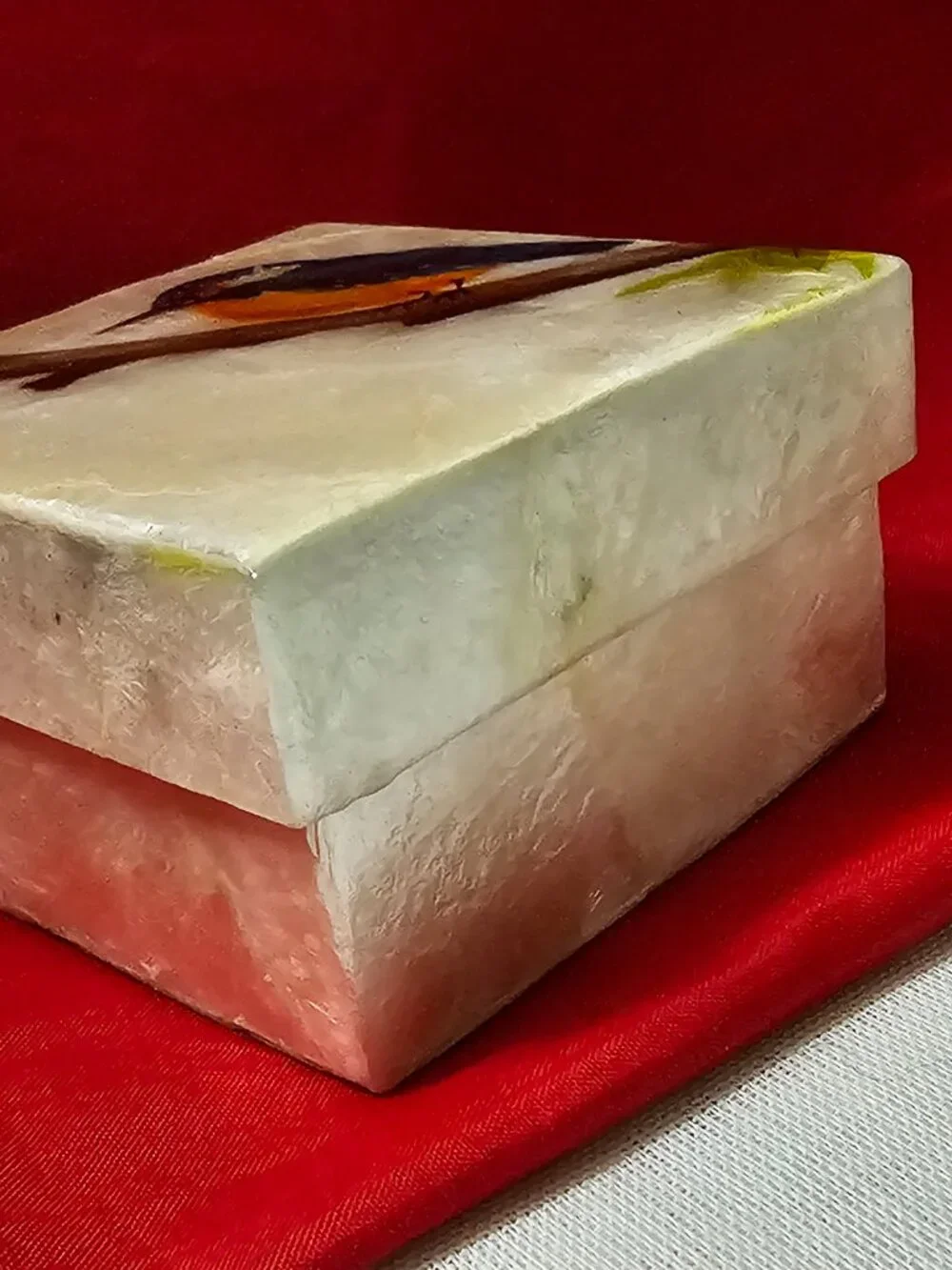 New Set (3) Hand-painted birds capiz shell trinket keepsake box from Philippines